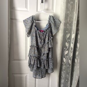 House of Chic women Romper ruffles floral boho babydoll off the shoulder size L